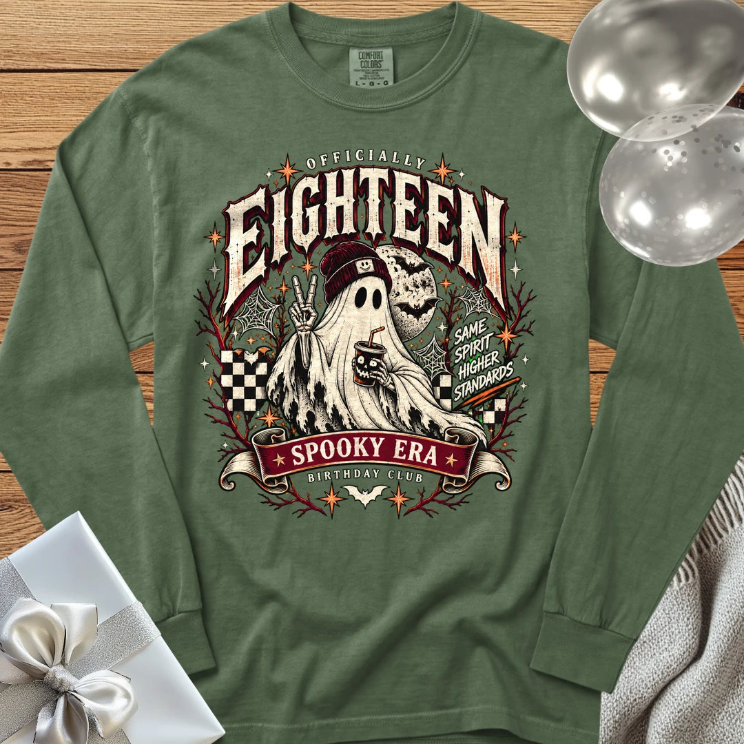 Officially Eighteen, Spooky Era - Premium Halloween 18th Birthday Long Sleeve T-Shirt - Hemp