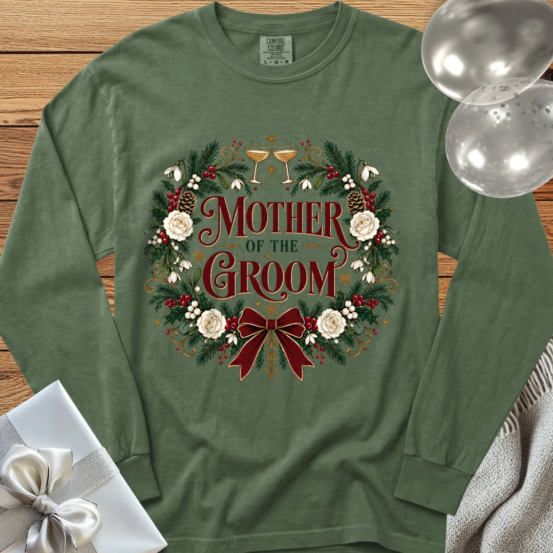 Mother of the Groom - Premium Winter Crest Wedding Long Sleeve T-Shirt - Hemp