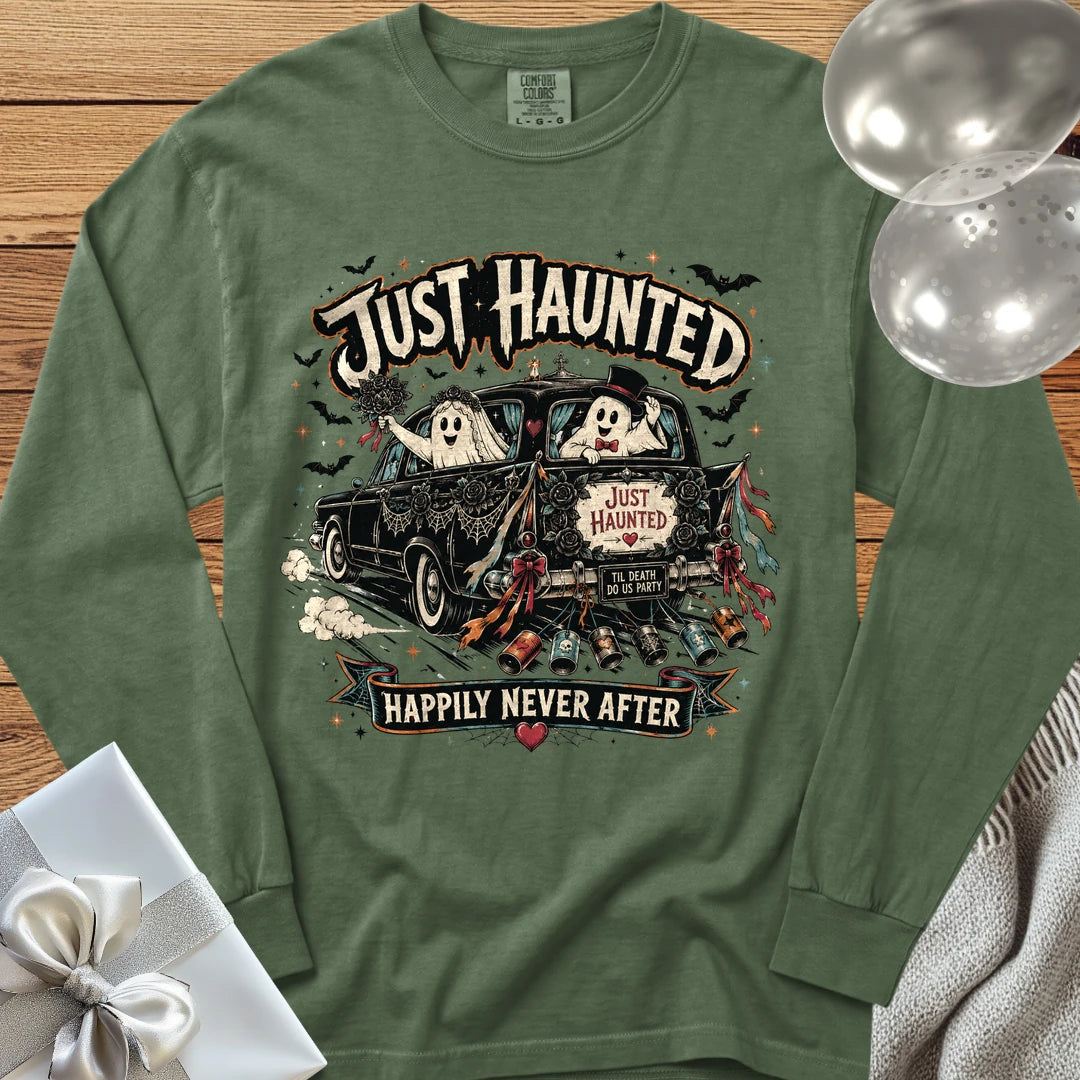 Just Haunted - Happily Never After - Premium Halloween Wedding Long Sleeve T-Shirt - Hemp
