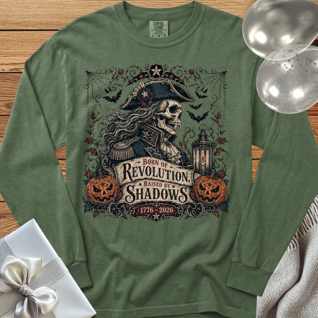 Born of Revolution, Raised by Shadows - Premium Halloween America 250 Long Sleeve T-Shirt - Hemp