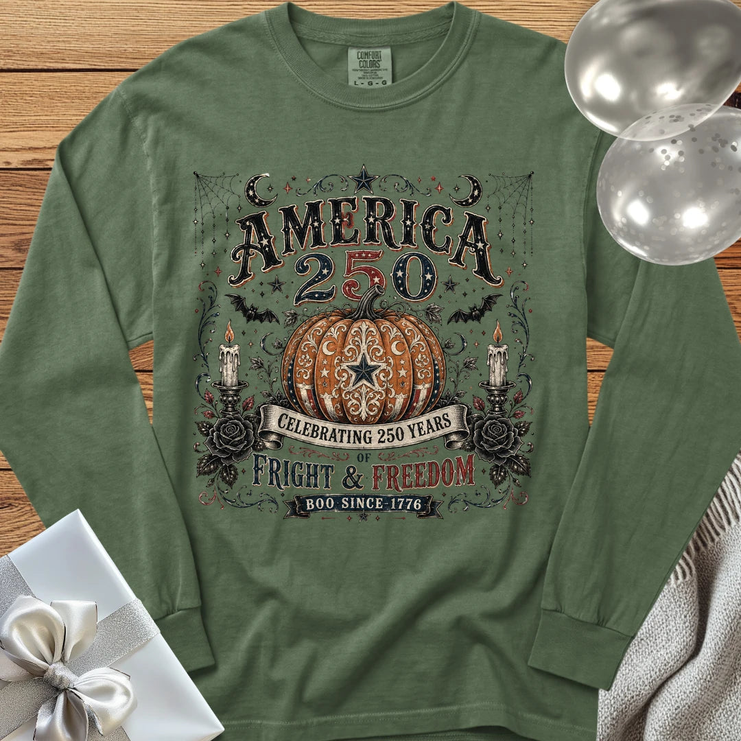 America 250, Fright & Freedom - Premium Halloween America 250 Long Sleeve T-Shirt - Hemp