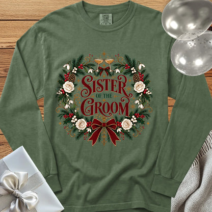 Sister of the Groom - Premium Winter Crest Wedding Long Sleeve T-Shirt - Hemp