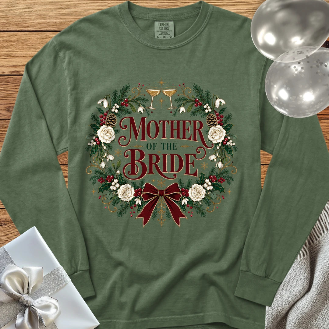 Mother of the Bride - Premium Winter Crest Wedding Long Sleeve T-Shirt - Hemp