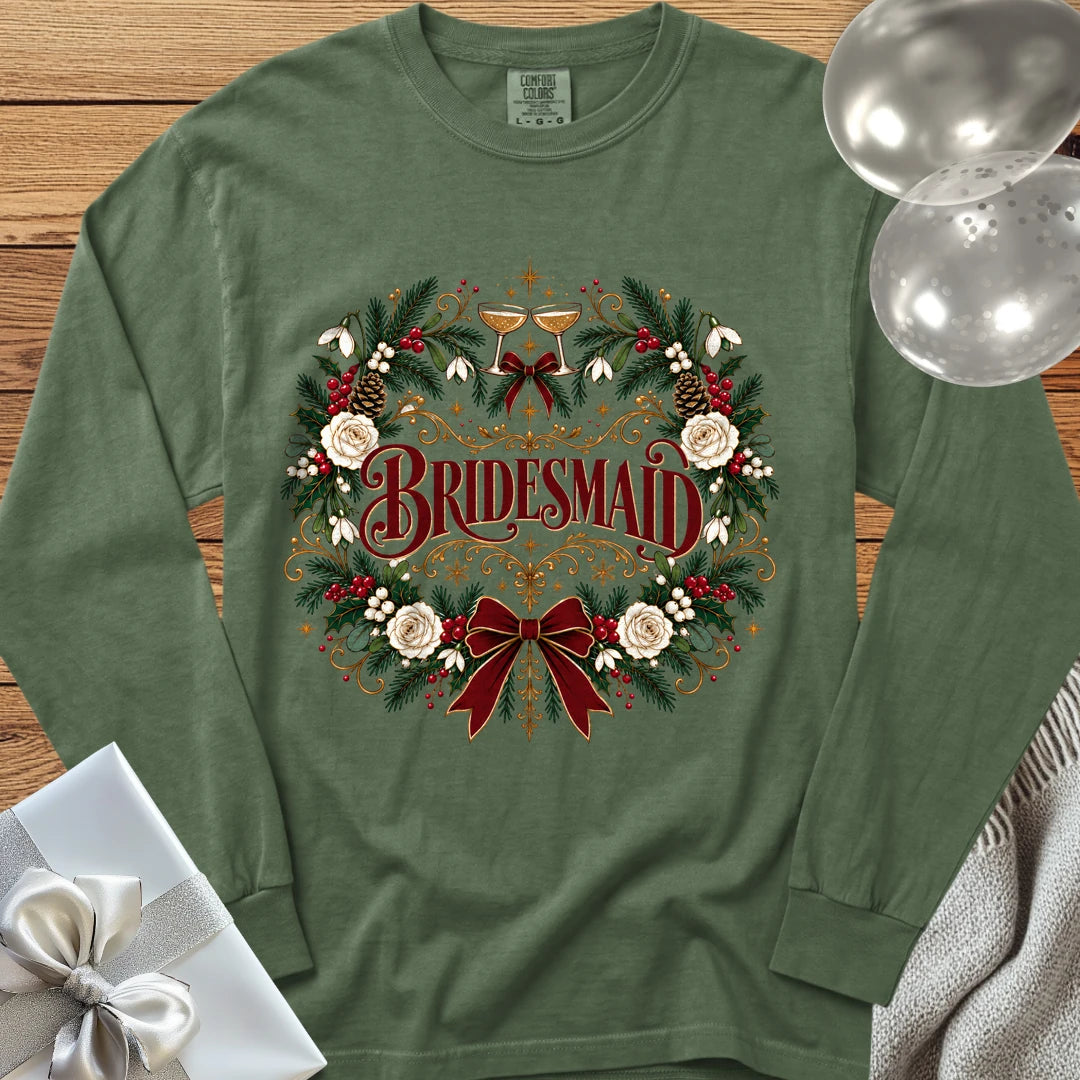 Bridesmaid - Premium Winter Crest Wedding Long Sleeve T-Shirt - Hemp