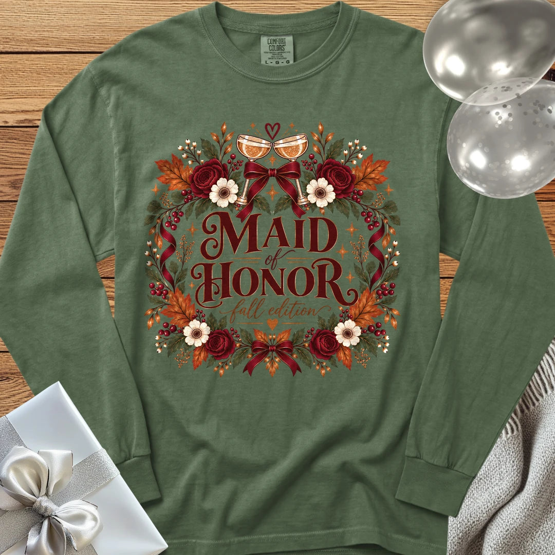 Maid of Honor, Fall Edition - Premium Wedding Long Sleeve T-Shirt - Hemp