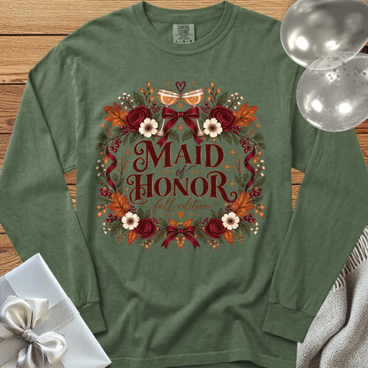 Maid of Honor, Fall Edition - Premium Wedding Long Sleeve T-Shirt - Hemp