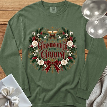 Grandmother of the Groom - Premium Winter Crest Wedding Long Sleeve T-Shirt - Hemp