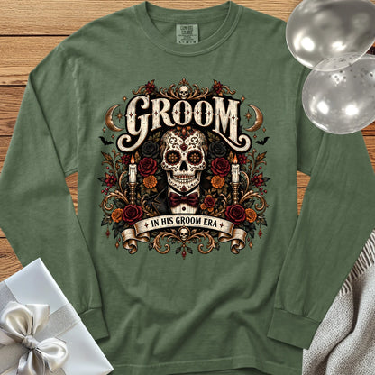Groom, In His Groom Era - Premium Halloween Wedding Long Sleeve T-Shirt - Hemp