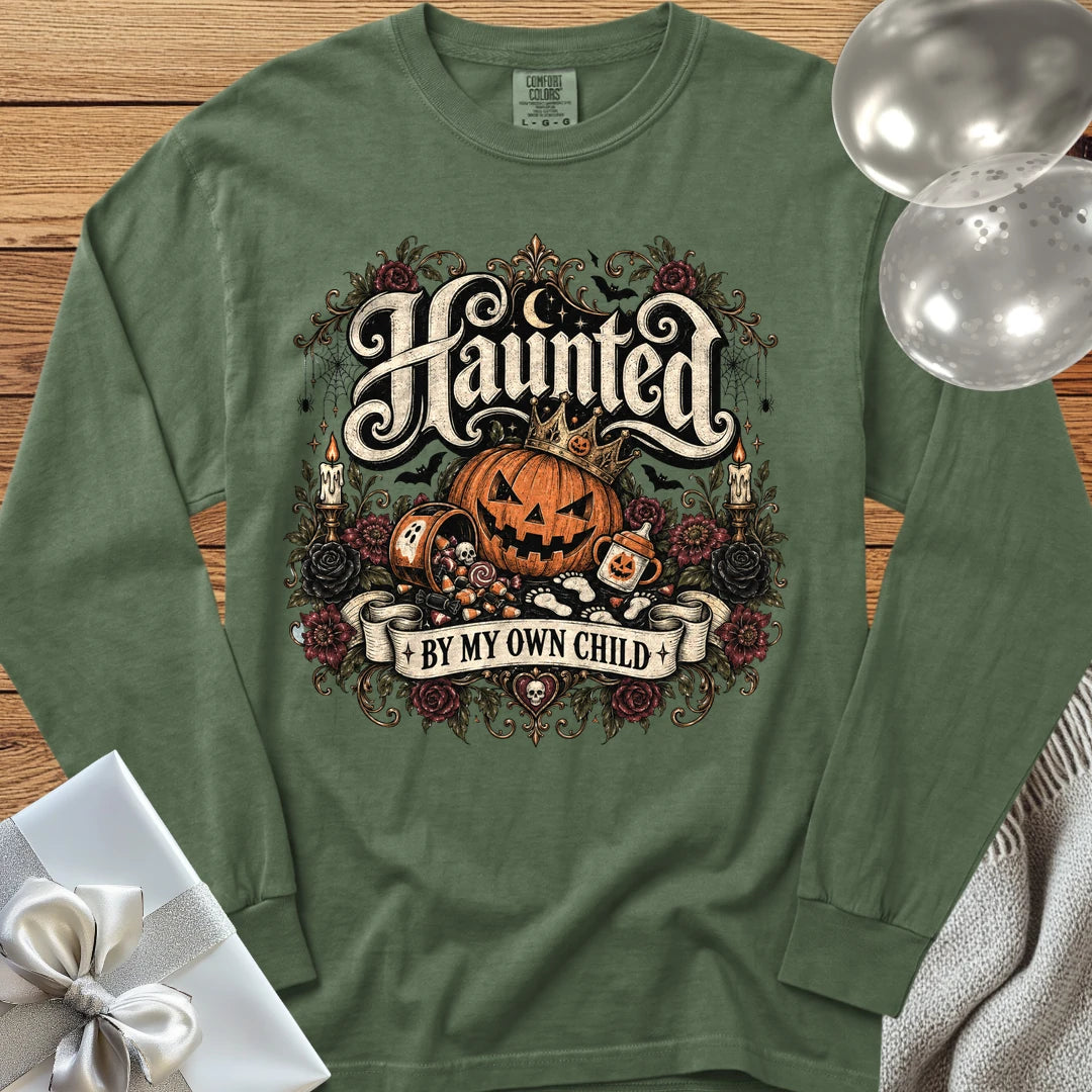 Haunted By My Own Child - Premium Halloween Parenting Long Sleeve T-Shirt - Hemp