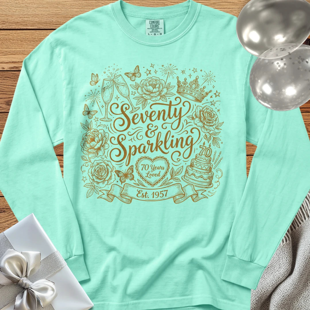 Seventy & Sparkling, Est. 1957 - Premium 70th Birthday Long Sleeve T-Shirt - Island Reef