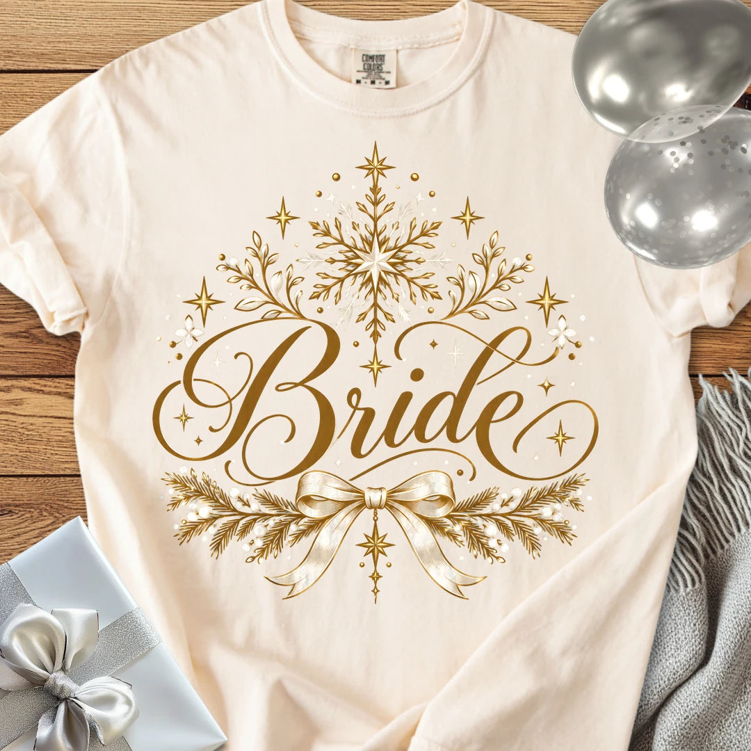Bride - Premium Winter Sparkle Wedding T-Shirt - Ivory