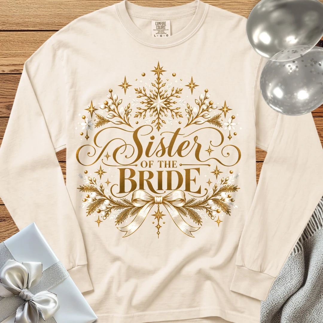 Sister of the Bride - Premium Winter Sparkle Wedding Long Sleeve T-Shirt - Ivory