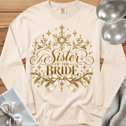 Sister of the Bride - Premium Winter Sparkle Wedding Long Sleeve T-Shirt - Ivory