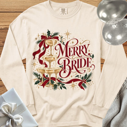 Merry Bride - Premium Christmas Wedding Long Sleeve T-Shirt - Ivory