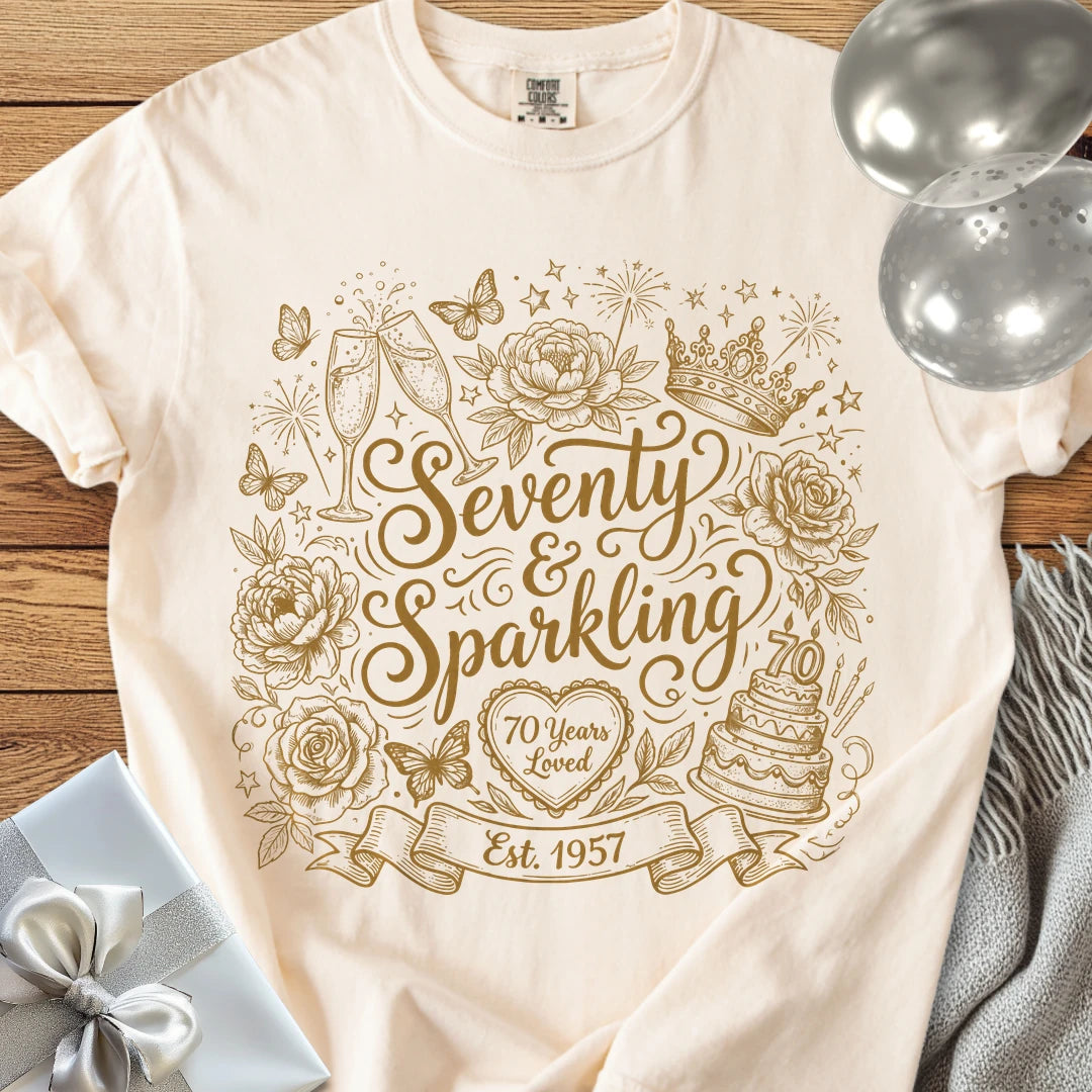 Seventy & Sparkling, Est. 1957 - Premium 70th Birthday T-Shirt - Ivory