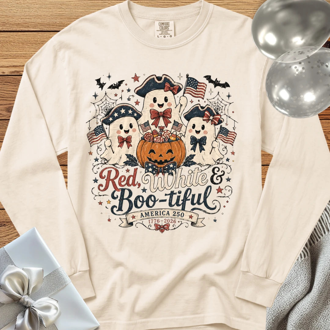 Red, White & Boo-tiful - Premium America 250 Halloween Long Sleeve T-Shirt - Ivory
