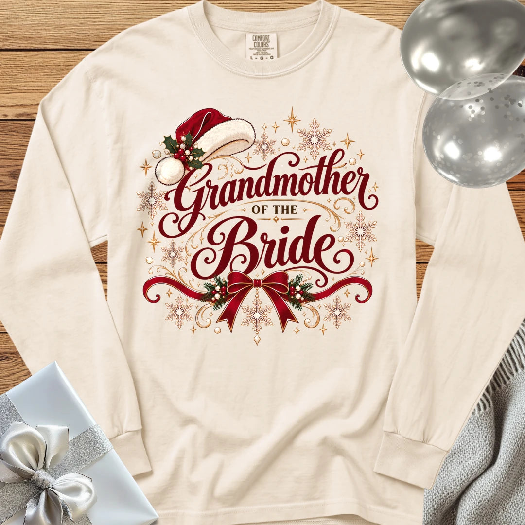 Grandmother of the Bride - Premium Christmas Long Sleeve Wedding T-Shirt - Ivory