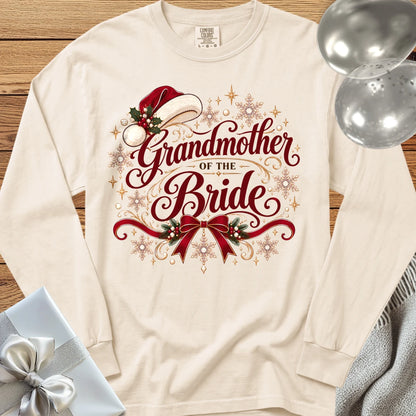Grandmother of the Bride - Premium Christmas Long Sleeve Wedding T-Shirt - Ivory
