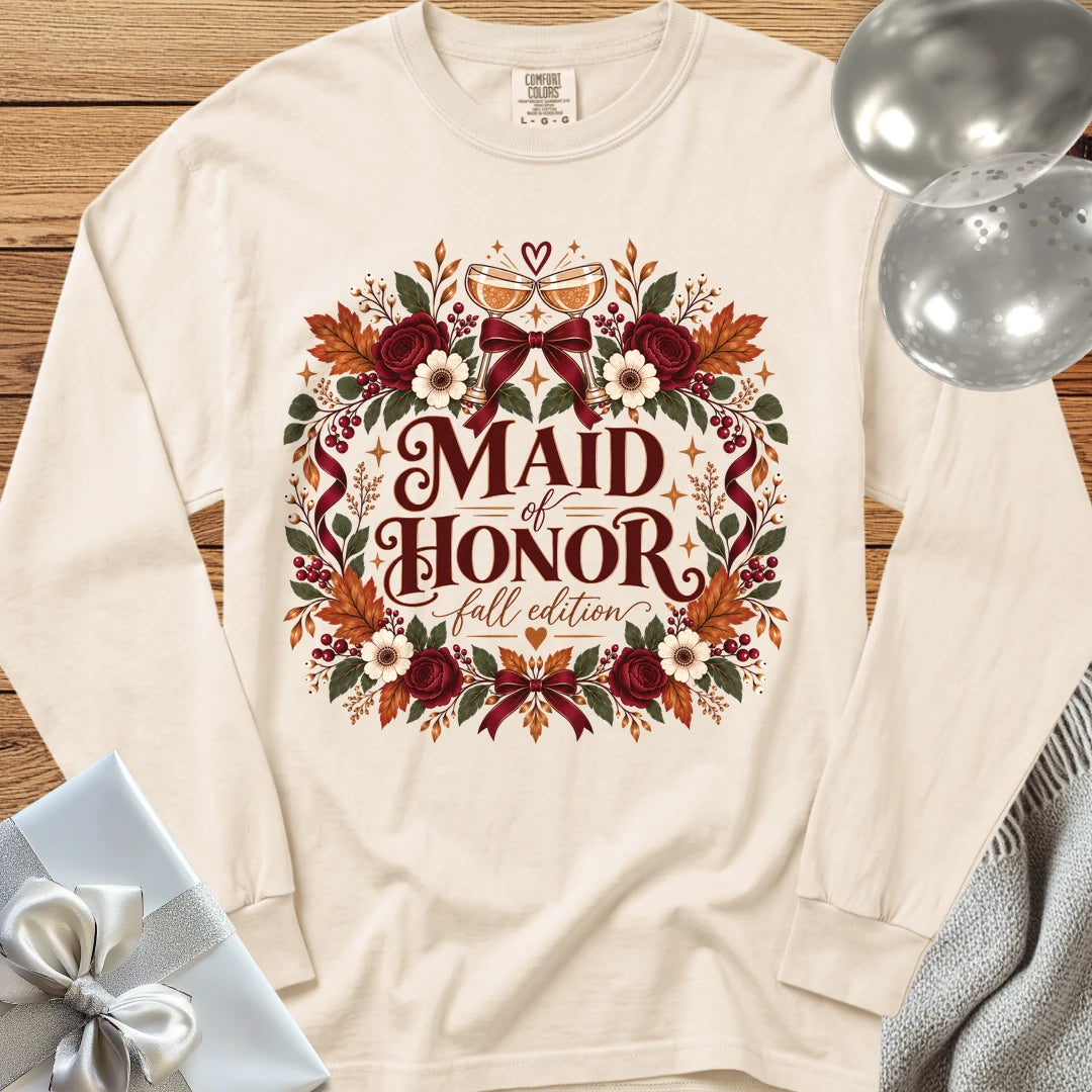 Maid of Honor, Fall Edition - Premium Wedding Long Sleeve T-Shirt - Ivory