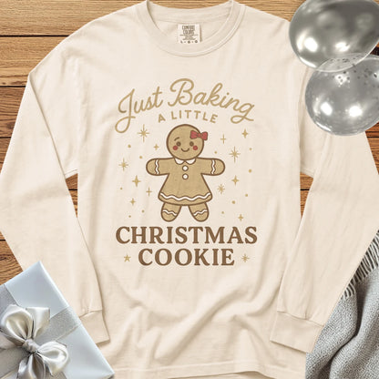 Just Baking a Little Christmas Cookie - Premium Christmas Pregnancy Long Sleeve T-Shirt - Ivory