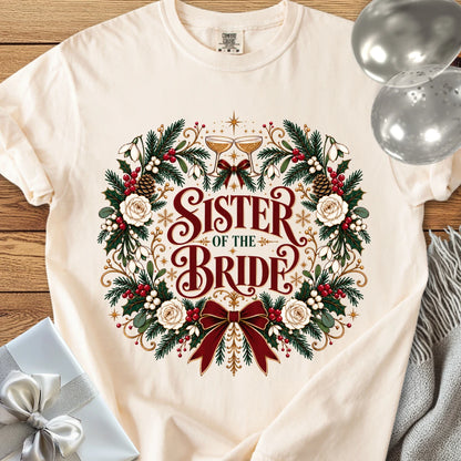 Sister of the Bride - Premium Winter Crest Wedding T-Shirt - Ivory