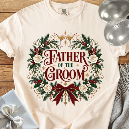 Father of the Groom - Premium Winter Crest Wedding T-Shirt - Ivory