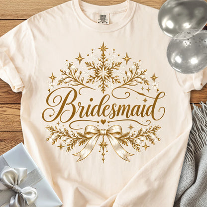 Bridesmaid - Premium Winter Sparkle Wedding T-Shirt - Ivory