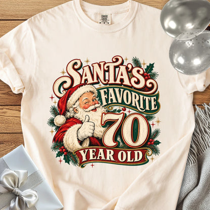 Santa’s Favorite 70 Year Old - Premium Christmas 70th Birthday T-Shirt - Ivory