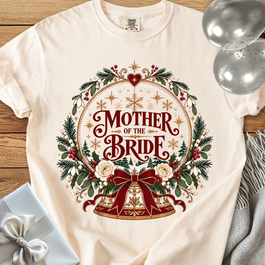 Mother of the Bride - Premium Snowglobe Wedding T-Shirt - Ivory