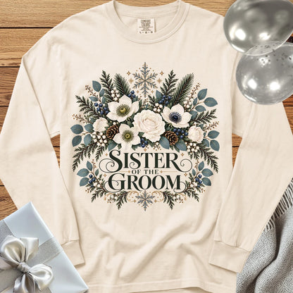 Sister of the Groom - Premium Winter Bouquet Wedding Long Sleeve T-Shirt - Ivory