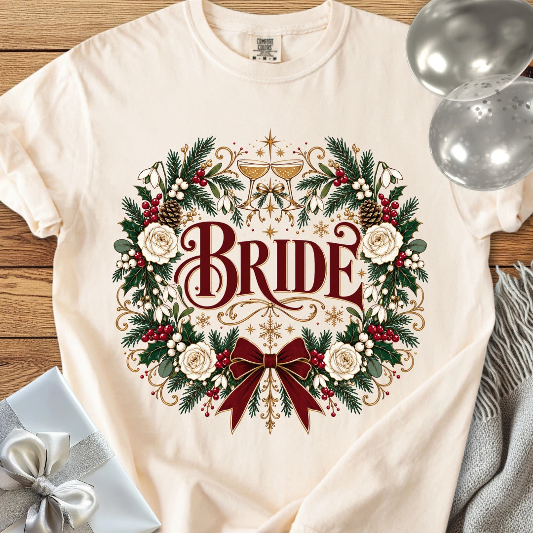 Bride - Premium Winter Crest Wedding T-Shirt - Ivory