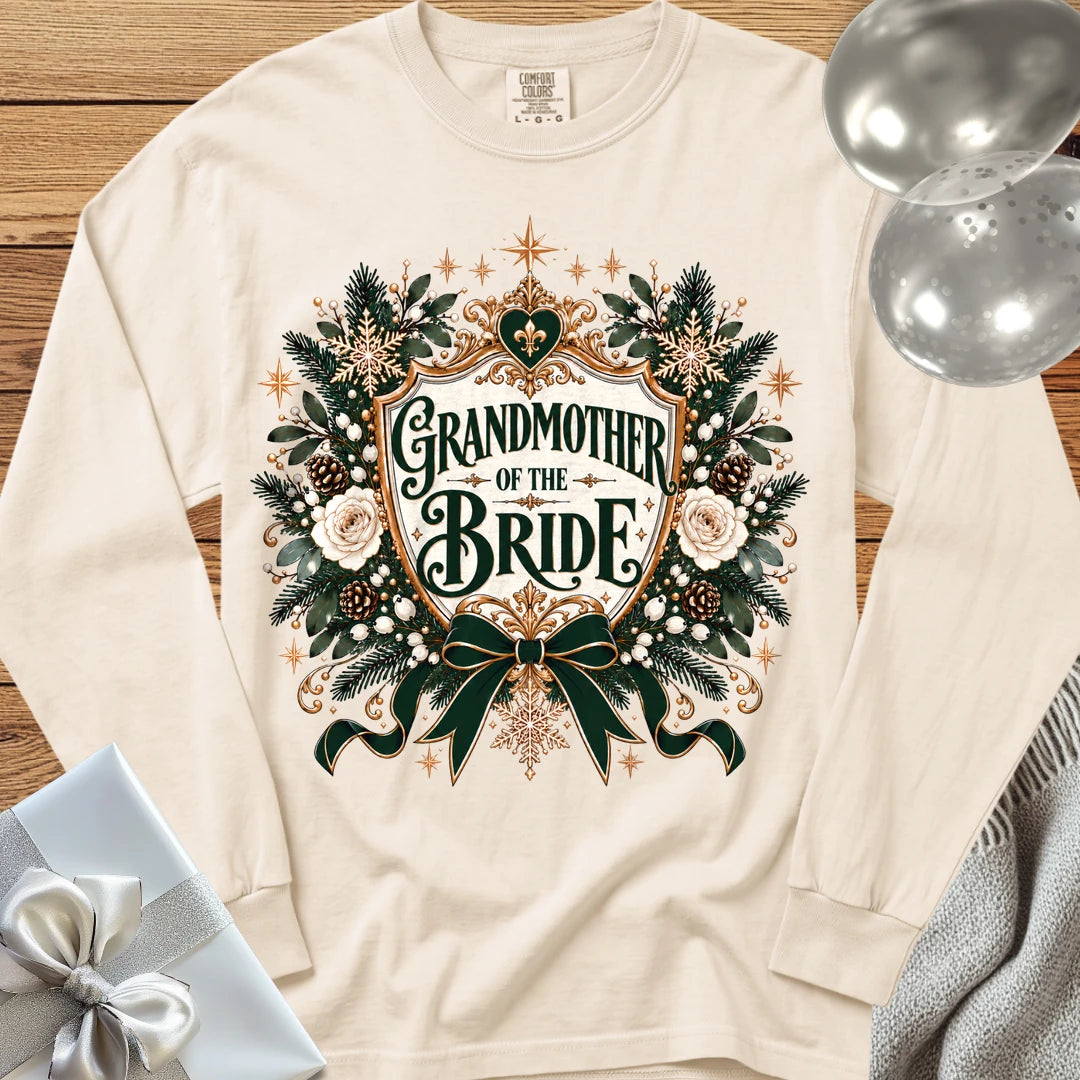 Grandmother of the Bride - Premium Winter Heirloom Wedding Long Sleeve T-Shirt - Ivory