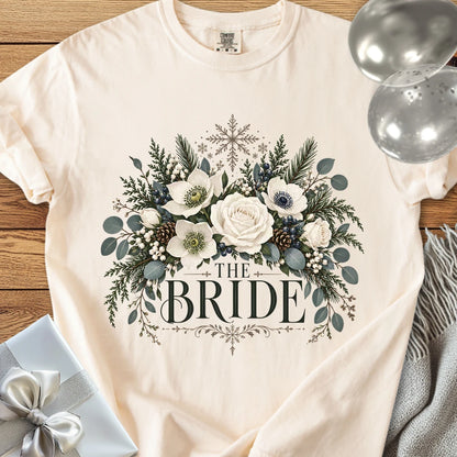 Bride - Premium Winter Bouquet Wedding T-Shirt - Ivory
