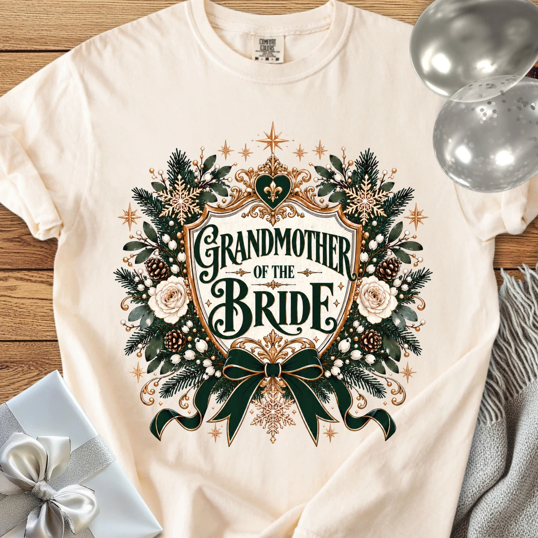 Grandmother of the Bride - Premium Winter Heirloom Wedding T-Shirt - Ivory