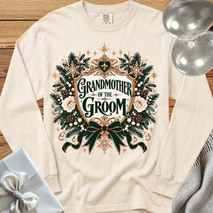 Grandmother of the Groom - Premium Winter Heirloom Wedding Long Sleeve T-Shirt - Ivory