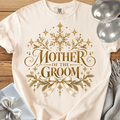 Mother of the Groom - Premium Winter Sparkle Wedding T-Shirt - Ivory