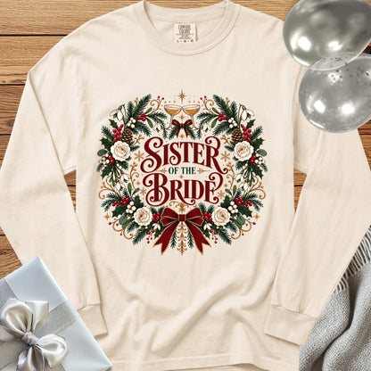 Sister of the Bride - Premium Winter Crest Wedding Long Sleeve T-Shirt - Ivory