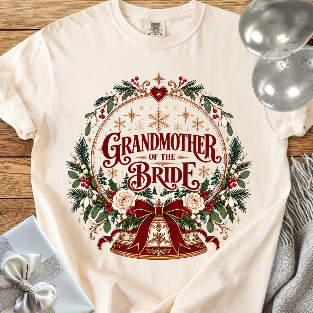 Grandmother of the Bride - Premium Snowglobe Wedding T-Shirt - Ivory