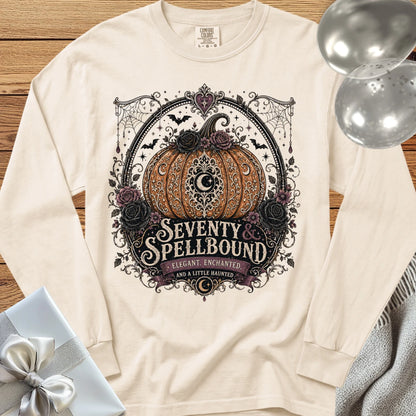 Seventy & Spellbound - Premium Halloween 70th Birthday Long Sleeve T-Shirt - Ivory
