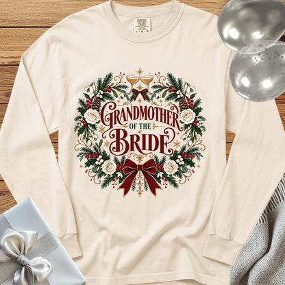 Grandmother of the Bride - Premium Winter Crest Wedding Long Sleeve T-Shirt - Ivory