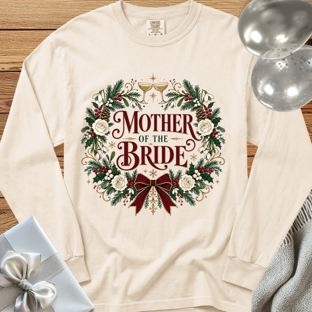 Mother of the Bride - Premium Winter Crest Wedding Long Sleeve T-Shirt - Ivory