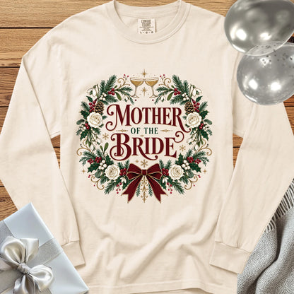 Mother of the Bride - Premium Winter Crest Wedding Long Sleeve T-Shirt - Ivory