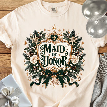 Maid of Honor - Premium Winter Heirloom Wedding T-Shirt - Ivory