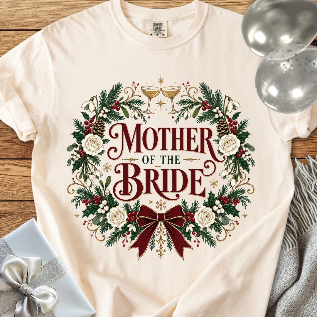 Mother of the Bride - Premium Winter Crest Wedding T-Shirt - Ivory