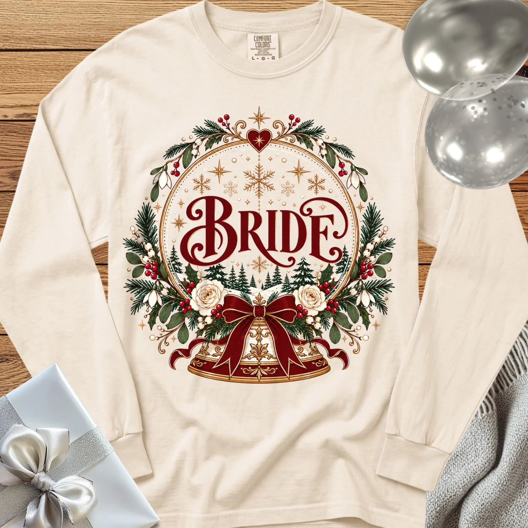 Bride - Premium Snowglobe Wedding Long Sleeve T-Shirt - Ivory