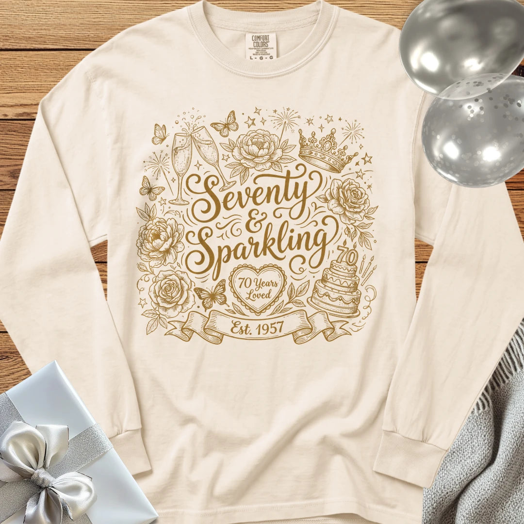 Seventy & Sparkling, Est. 1957 - Premium 70th Birthday Long Sleeve T-Shirt - Ivory