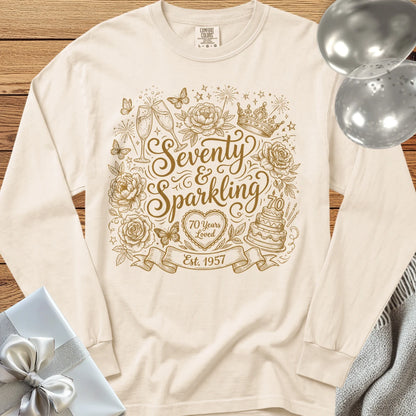 Seventy & Sparkling, Est. 1957 - Premium 70th Birthday Long Sleeve T-Shirt - Ivory