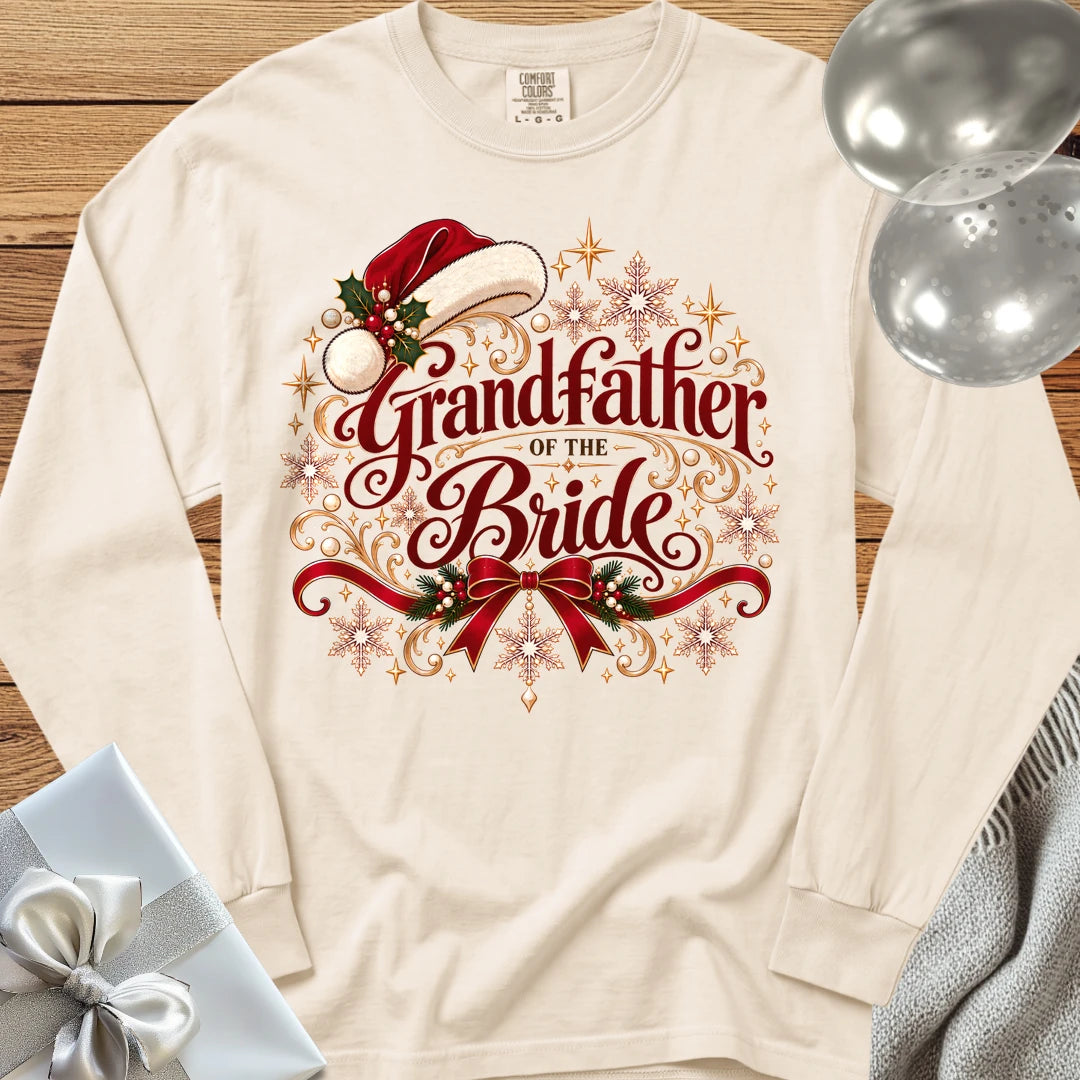 Grandfather of the Bride - Premium Christmas Long Sleeve Wedding T-Shirt - Ivory