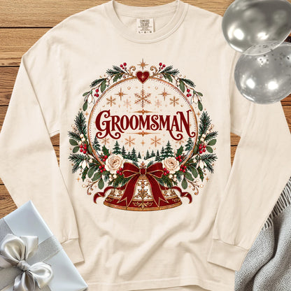 Groomsman - Premium Snowglobe Wedding Long Sleeve T-Shirt - Ivory
