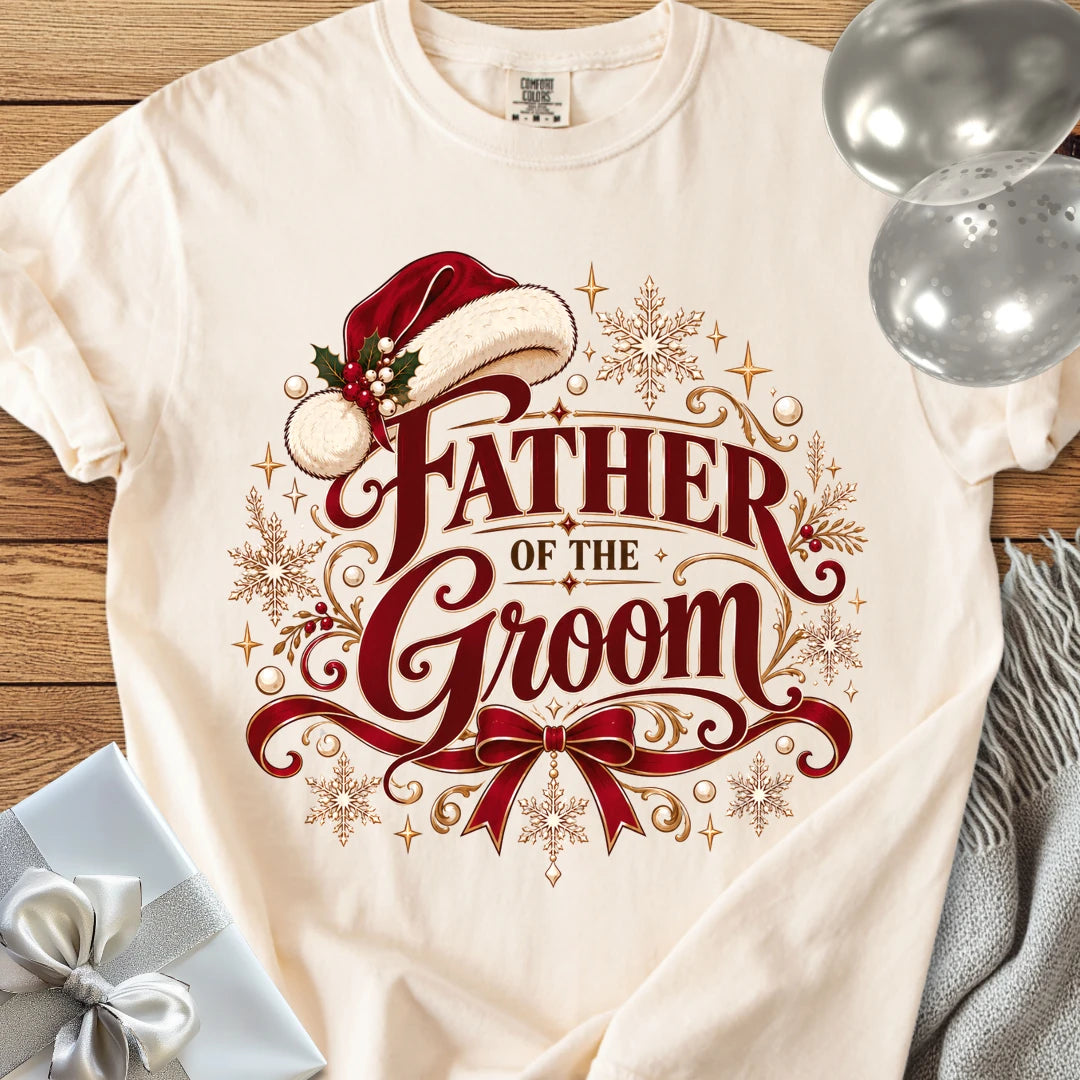 Father of the Groom - Premium Christmas Wedding T-Shirt - Ivory